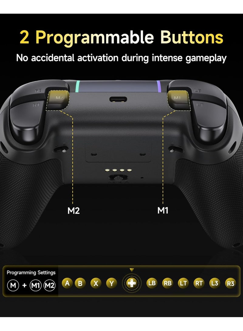 إيزي إس إم إكس وحدة تحكم EasySMX X05 Pro اللاسلكية للكمبيوتر الشخصي - أزرار ضغط هادئة، ومحفزات نبضية ثنائية المراحل، وزرّان قابلان للبرمجة، وعصا تحكم هول، وبطارية 1000 مللي أمبير، ووحدة تحكم ألعاب بتردد استجابة 1000 هرتز لأجهزة الكمبيوتر الشخصي/سويتش/أندرويد - Image 4